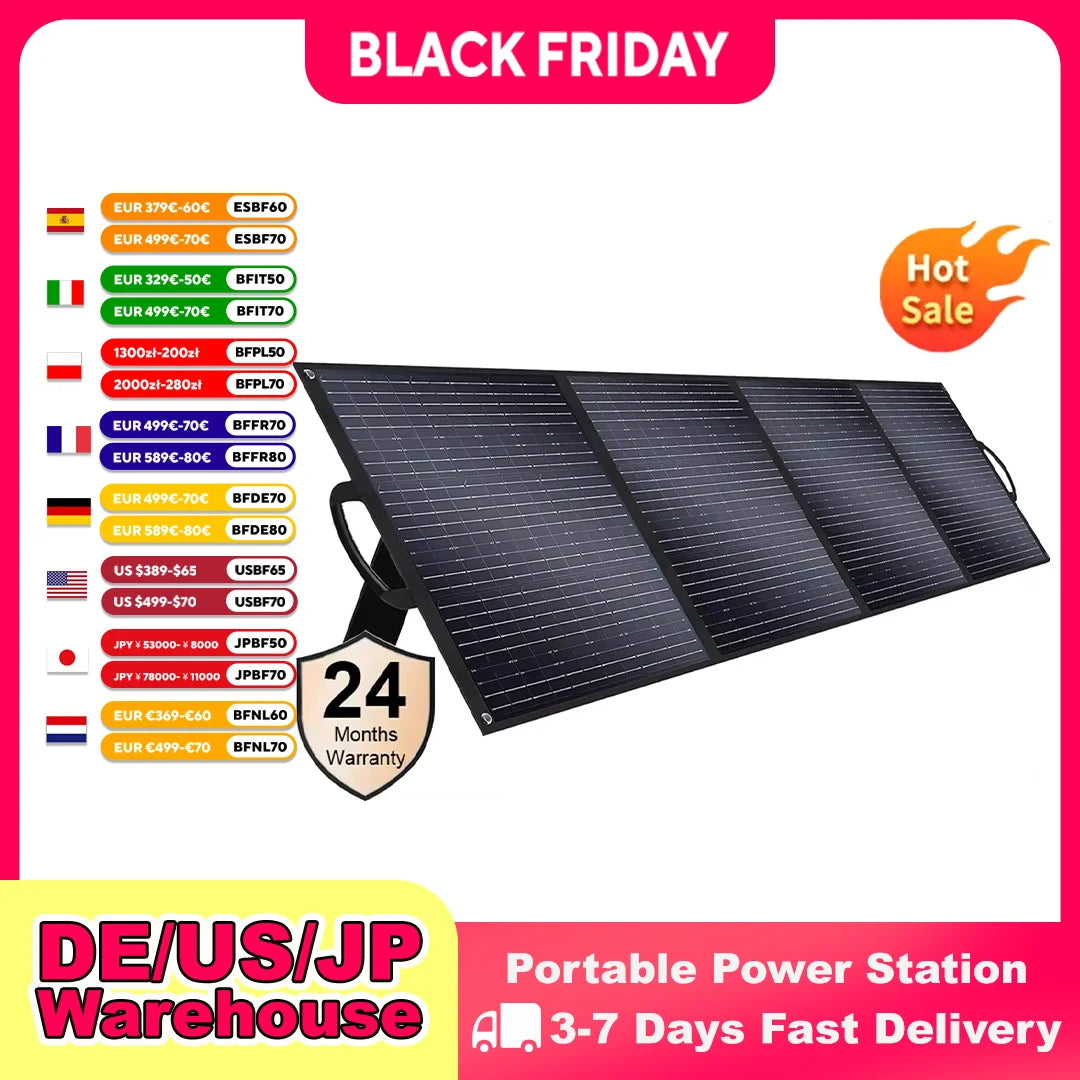 SOLARPLAY 200W 18V Solar Panel Kit Foldable Solar Panel Outdoor Rechargeable Solar Charger For Portable Camping Power Station