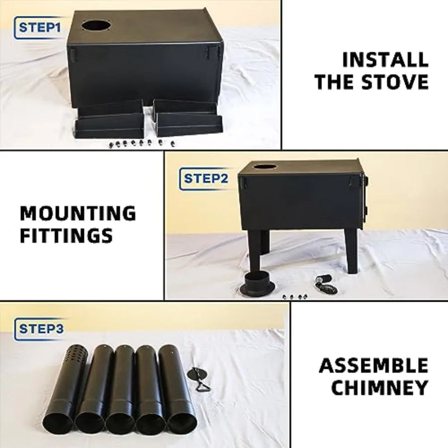 Portable Wood Burning Stove for Outdoor Cooking Fishing Hiking and Travel: Compact Mini Stove with Storable Chimney Pipes Ideal