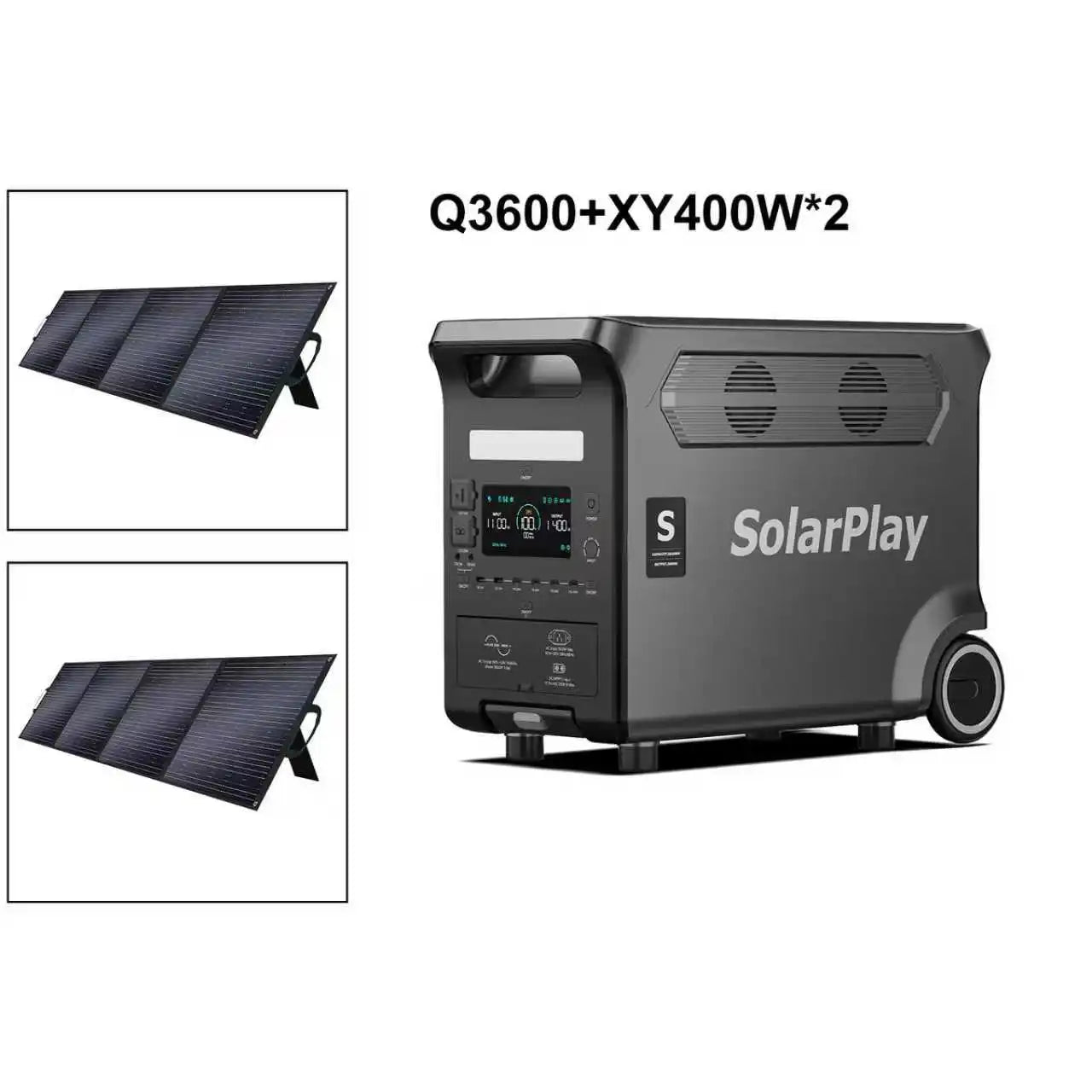 SOLARPLAY 3600W Portable Power Station 3840WH Outdoor Generator With Folable Solar Panels For Home Emergency Outdoor Camping