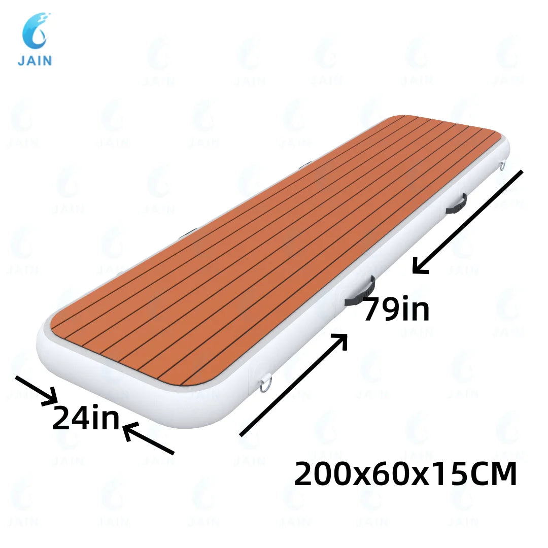 JAIN-Inflatable Gangway Inflatable Floating Dock with Wood Grain EVA, Non-Slip Water Access Gangway for Lake Ocean Sea for yacht