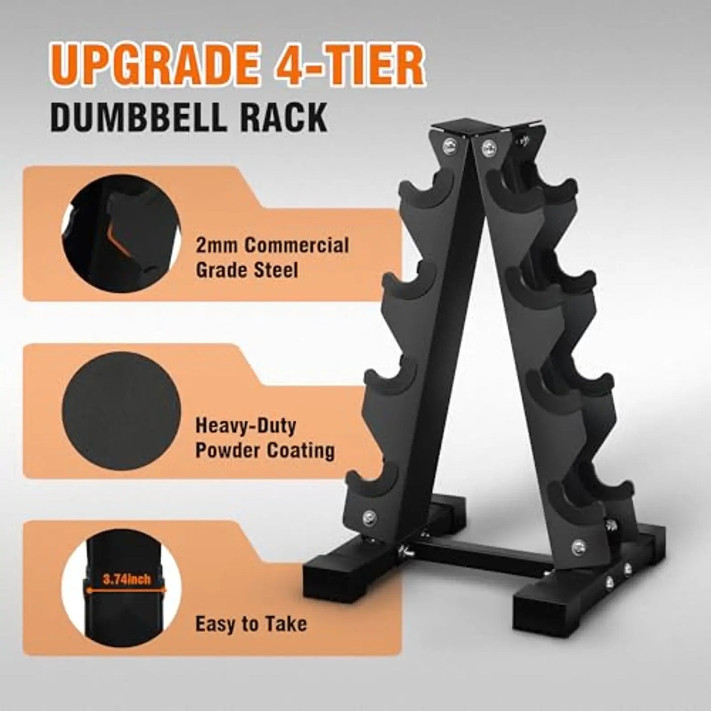 Dumbbell Set with Storage Rack, Rubber Coated Hex Hand Weights, Anti-Slip Grip Home Gym Equipment for Strength Training