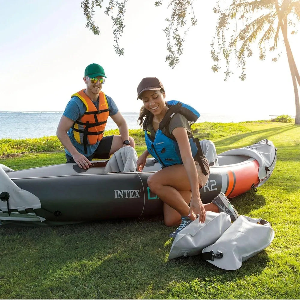 2-Person Inflatable Kayak Set, Dakota K2 with 86in Oars and Pump
