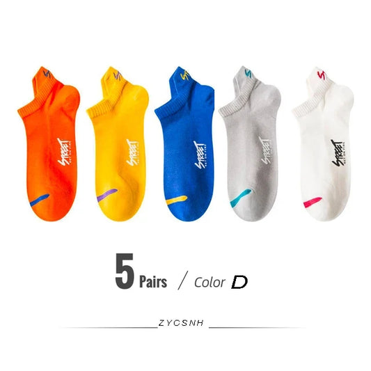 5/10Pairs Summer Socks Bright Color Mesh Ankle Socks Men Women Breathable Street Fashion Sports Mesh Thin Short Running Socks