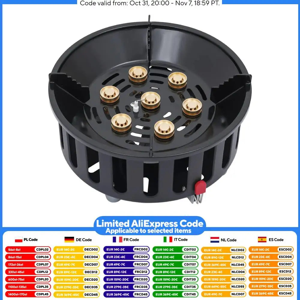 old-Rolled Steel Portable Camping Stove, 72000BTU 3-Adapter Gas Cooker, Windproof Design for Camping Hiking Picnic