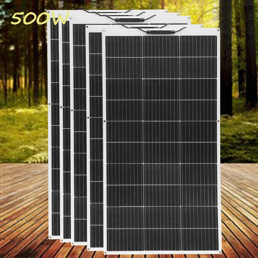 1pcs-10pcs 100W solar panel rechargeable battery 12V 100W- 1000W Flexible Solar panels charger motorhome houses balcony camping