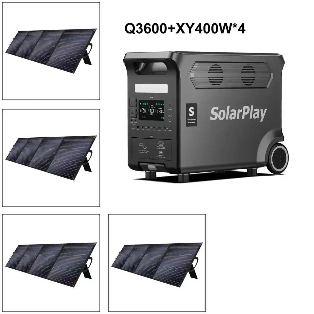 SOLARPLAY 3600W Portable Power Station 3840WH Outdoor Generator With Folable Solar Panels For Home Emergency Outdoor Camping